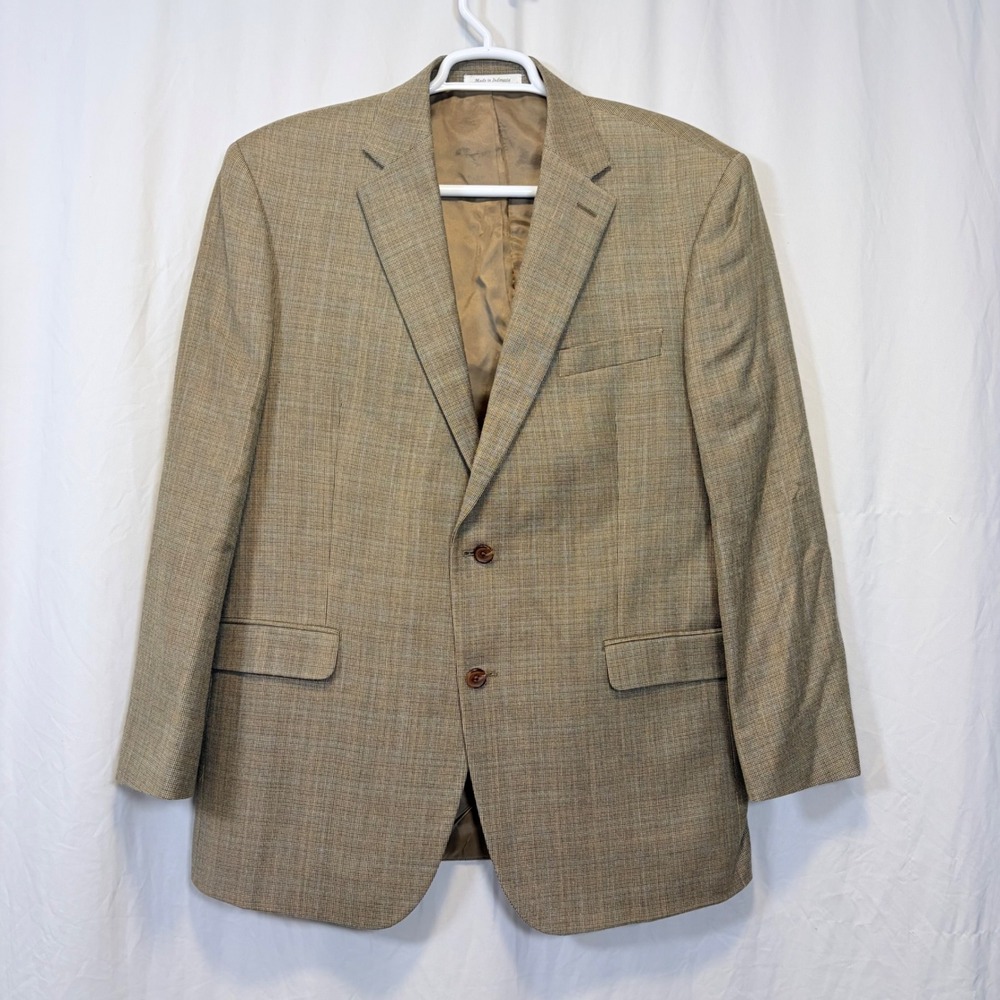 Lauren Ralph Lauren Blazer Mens 44R Tan‎ Excellent Silk Wool Blend Two Button